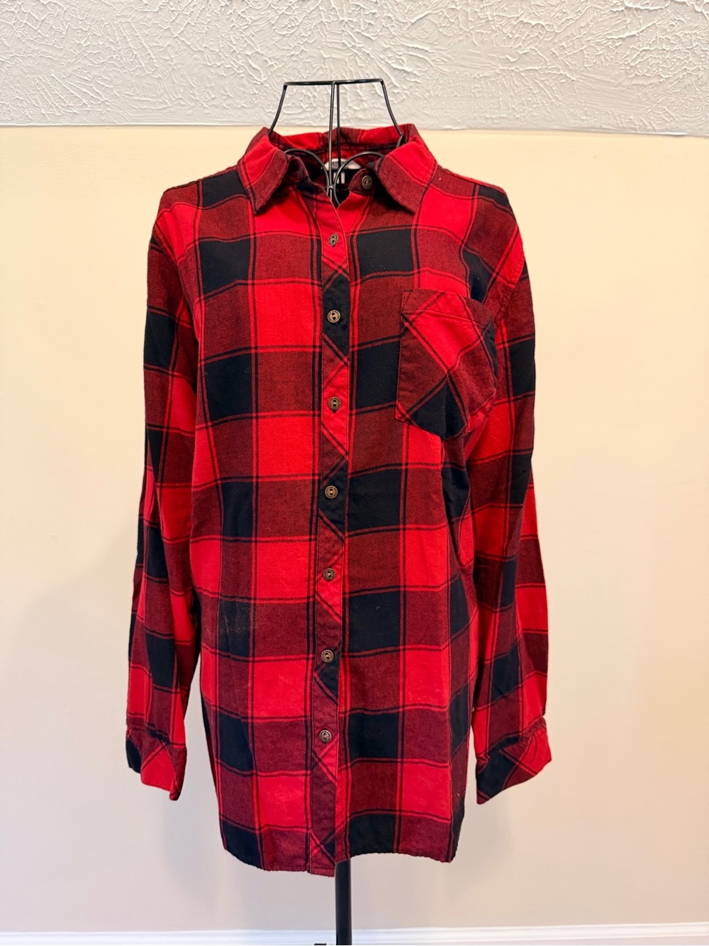 SONOMA Goods For Life Red/Black Plaid Flannel Button-Up Long Sleeve Shirt XL